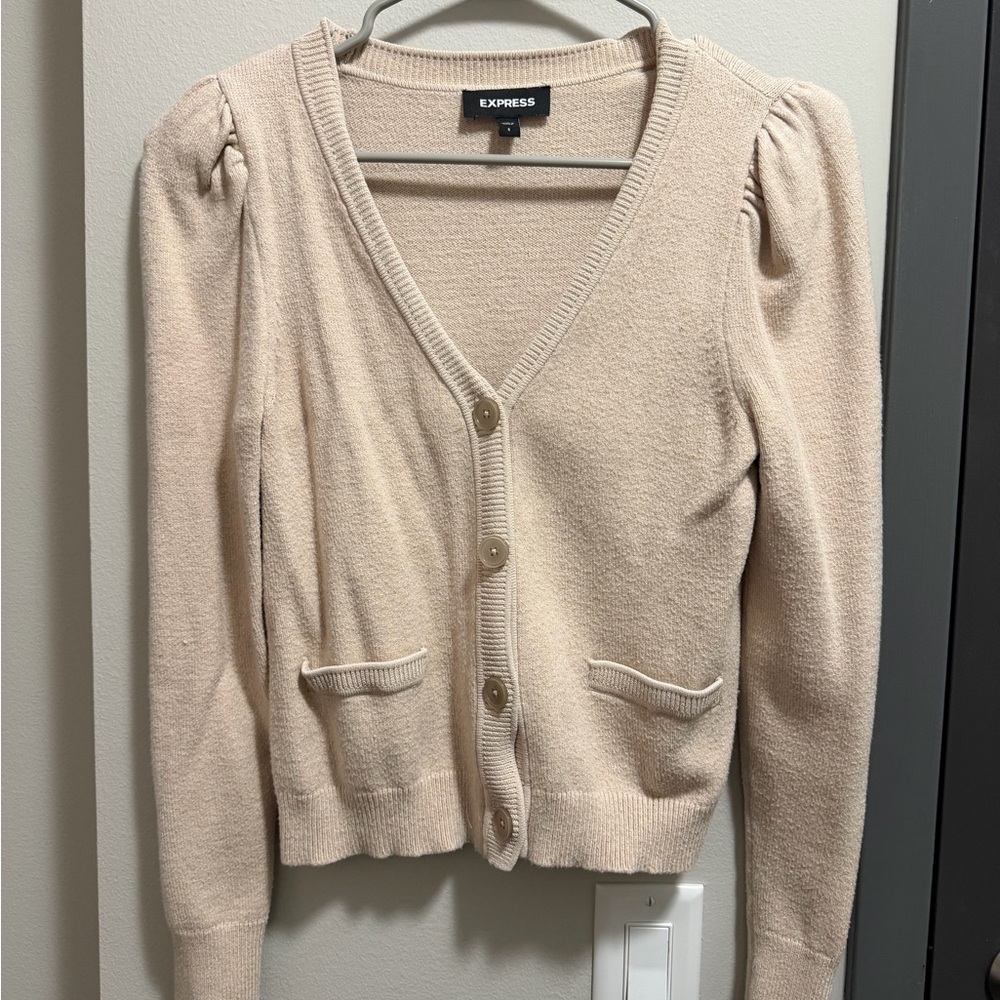 Express Women's Beige Button-Up Cardigan